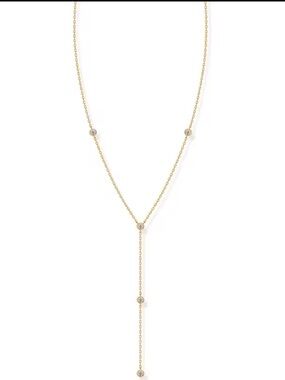 Minimalist Statement 14K Gold Filled Y-Necklace with Bezel Set VVS1 Lab Diamonds